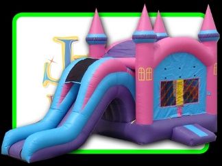 Picture of the Girls pretty pink 3 in 1 Jump and Slide